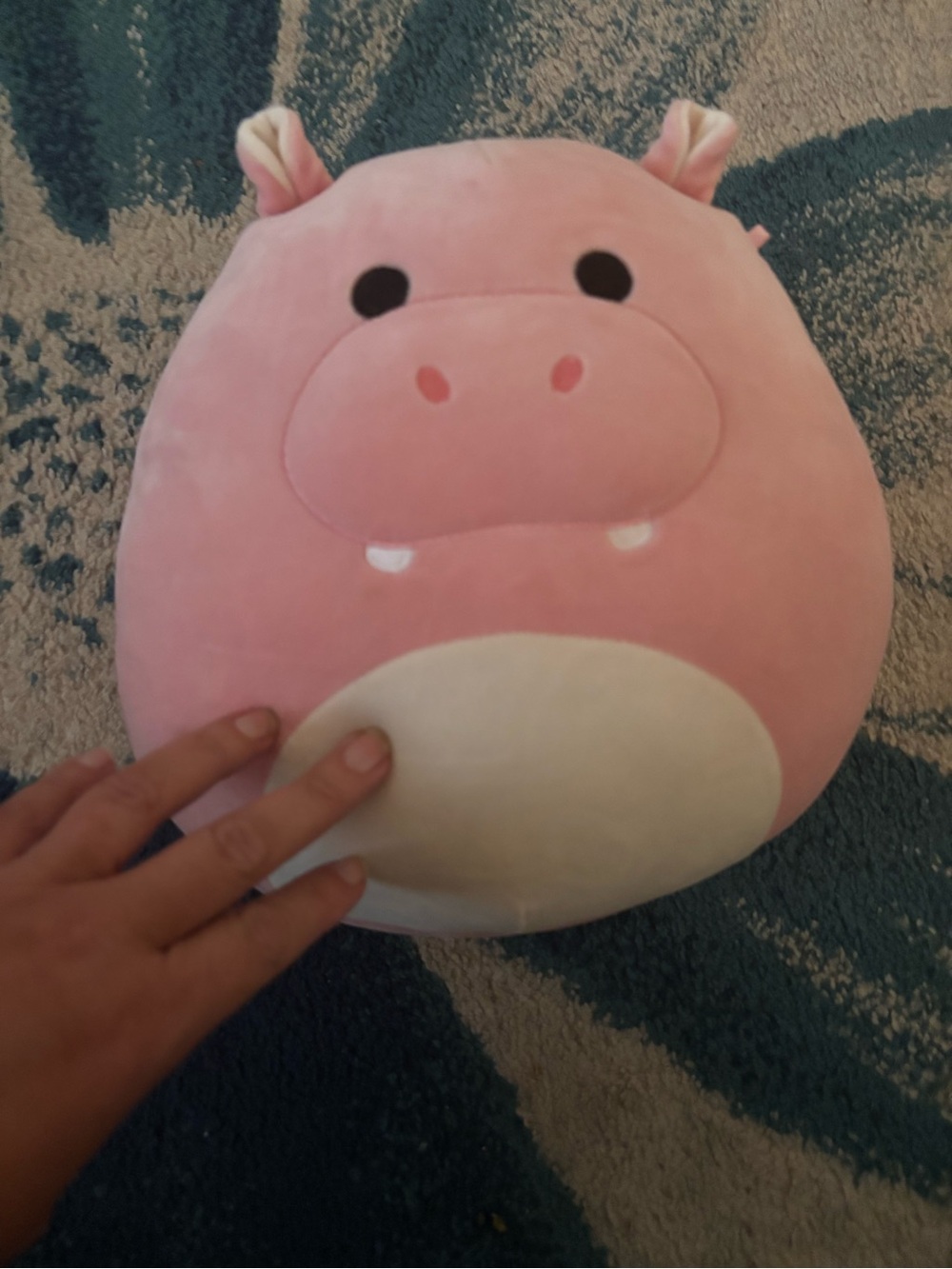 Squishmallows Pink Hippo Plush with Cream Belly